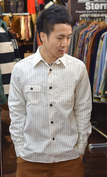 Sugar Caneよりホワイトウォバッシュワークシャツ入荷