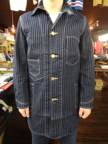 シュガーケーン　ウォバッシュストライプレイルロードコート　入荷