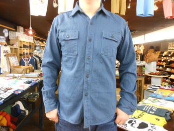 デラックスウエア　ヒッコリーネルシャツ　ネイビーストライプ　入荷