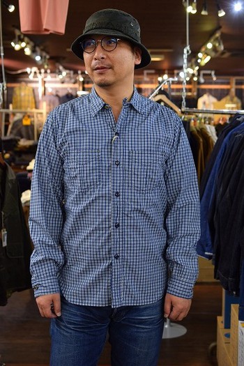 ミスターフリーダム　 NOS POPLIN CHECK SPORTSMAN SHIRTS ネイビー