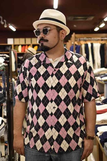 スターオブハリウッド HIGH DENSITY RAYON OPEN SHIRT “ARGYLE”　　