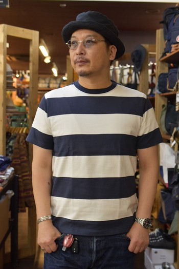 リアルマッコイズ　MC18019 1950s STRIPE TEE ネイビー