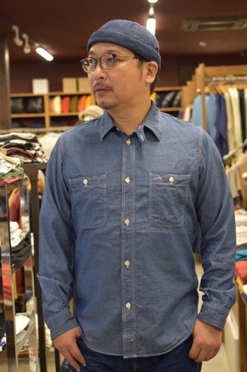 デラックスウエア　7620　インディゴシャンブレーシャツ　ZEBRA.INDIGO