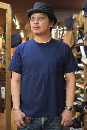 リアルマッコイズ　MC19034 ハンドダイ インディゴ ポケットTシャツ