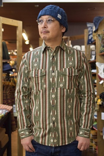 ナイジェルケーボン 70s NATIVE SHIRT PANAMA COLTH NATIVE PATTERN PRINT
