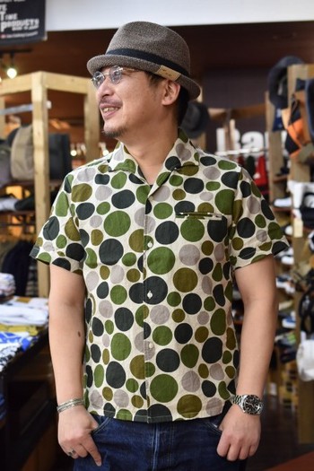 JELADO　別注VINCENTシャツ　グリーンドット