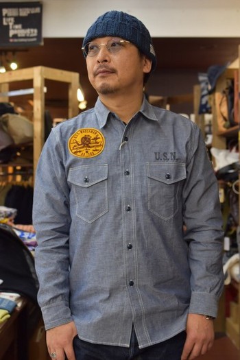 リアルマッコイズ　U.S.N.CHANMBRAY  SHIRT L/S / USS WACCAMAW