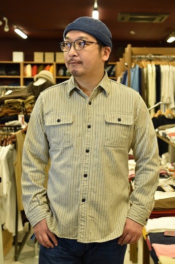 デラックスウエア　HV-01　HICKORY NEL SHIRT　新色BEIGE