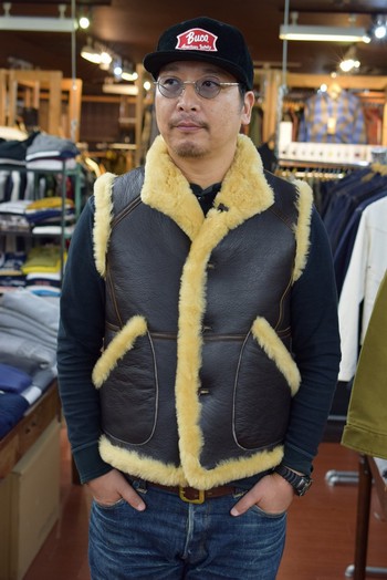 Y’2 LEATHER コロメールムートンベスト ブラウン