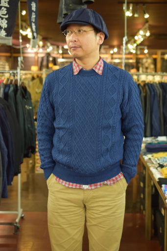 シュガーケーン　INDIGO DYED COTTON FISHERMAN’S SWEATER 　