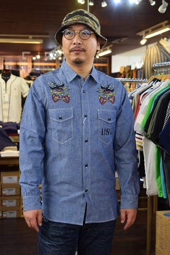 リアルマッコイズ　U.S.N. CHAMBRAY SHIRT L/S / SWALLOW シャンブレーシャツ