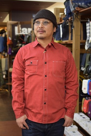 シュガーケーン　SC28340　8.5oz ウォバッシュシャツ RED