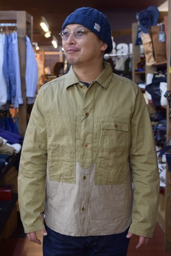 ナイジェルケーボン　UTILITY SHIRT -COTTON LINEN　KHAKI