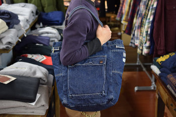 ウエス　裏地付きトートバック　デニム　入荷