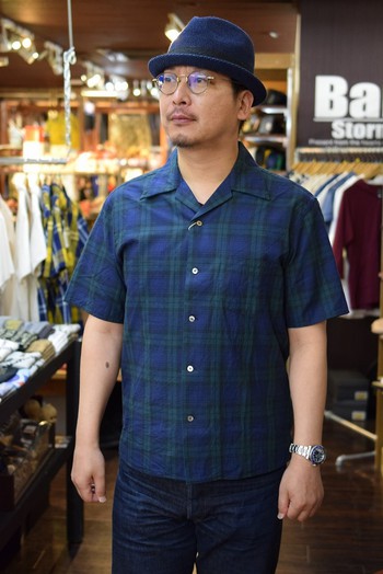 オルゲイユ　Black Watch Open Collared Shirts