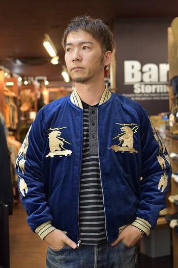 アラスカジャン　別珍　ネイビー　