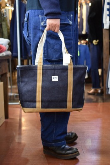 ウエス　 ジップ付き デニムトートバッグ L 入荷です