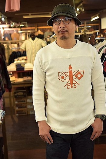 リアルマッコイズ　 リブ編み八分袖ヘビーフライスTシャツ SIGNAL CORPS