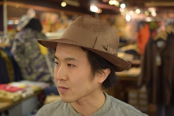 ダッパーズ　CLASSICAL QING RAMIE BRIM HAT　ブラウン