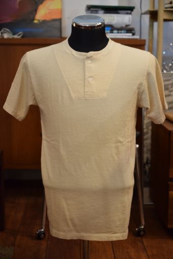 ループ＆ウェフト　エジプティアンナイルコットン天竺ヘンリーネックTシャツ
