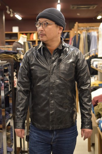 デラックスウエア　レザーシャツジャケット　7648　BLACK　入荷です