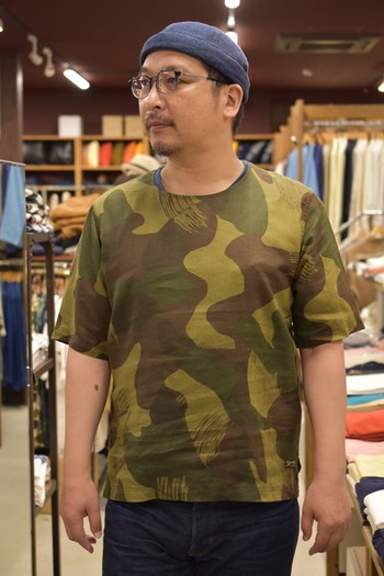 コリンボ　ZV-0308LINEN TEE S/S DENISON 　筆迷彩カモ